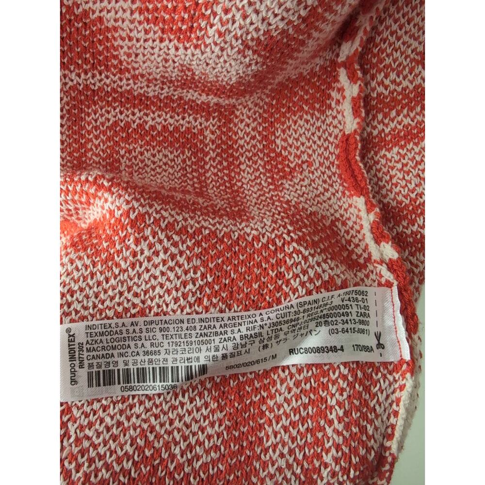 Zara Orange floral funky geometric M knit button up sweater cardigan - Picture 7 of 7